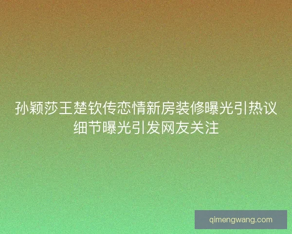 孙颖莎王楚钦传恋情新房装修曝光引热议细节曝光引发网友关注